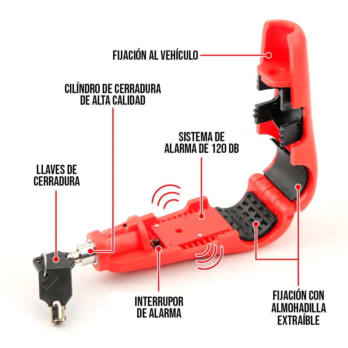 Miniatura 5 de Candado Bloqueo Manillar Moto MX03-267